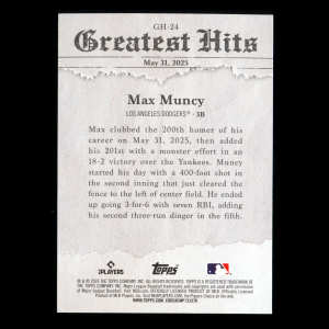 Max Muncy 2026 Topps '25 Greatest Hits Dodgers