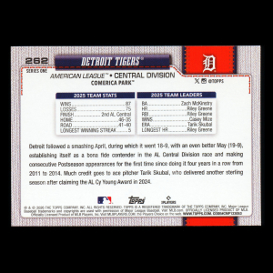 Detroit Tigers 2026 Topps Team Card Tigers
