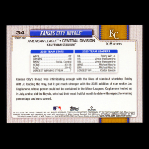 Kansas City Royals 2026 Topps Team Card Royals