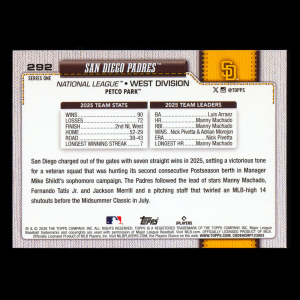San Diego Padres 2026 Topps Team Card Padres