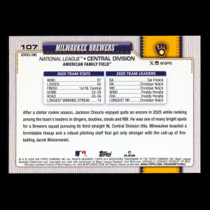 Milwaukee Brewers 2026 Topps Team Card Brewers