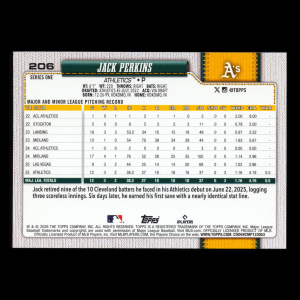 Jack Perkins RC 2026 Topps Rookie Athletics