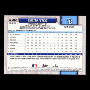 Tristan Peters RC 2026 Topps Rookie Rays