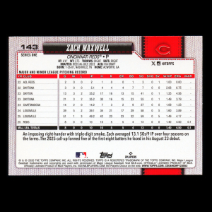 Zach Maxwell RC 2026 Topps Rookie Reds