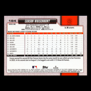 Carson Whisenhunt RC 2026 Topps Rookie Giants