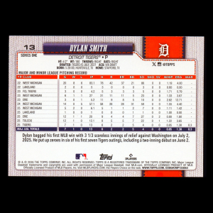 Dylan Smith RC 2026 Topps Rookie Tigers