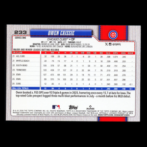 Owen Caissie RC 2026 Topps Rookie Cubs