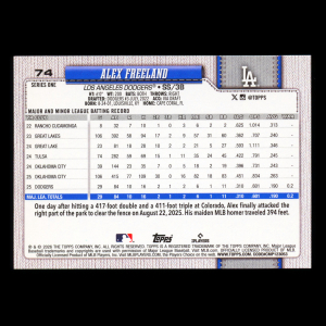 Alex Freeland RC 2026 Topps Rookie Dodgers