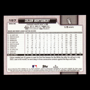 Colson Montgomery RC 2026 Topps Rookie White Sox