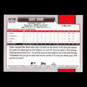 Chase Burns RC 2026 Topps Rookie Reds