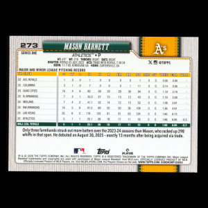 Mason Barnett RC 2026 Topps Rookie Athletics