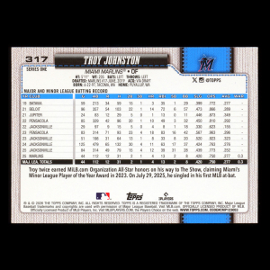 Troy Johnston RC 2026 Topps Rookie Marlins