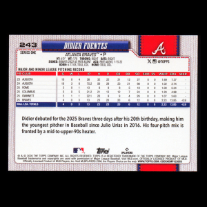 Didier Fuentes RC 2026 Topps Rookie Braves