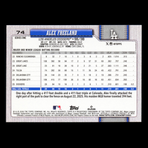 Alex Freeland RC 2026 Topps Rookie Dodgers