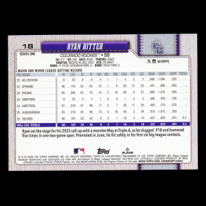 Ryan Ritter RC 2026 Topps Rookie Rockies