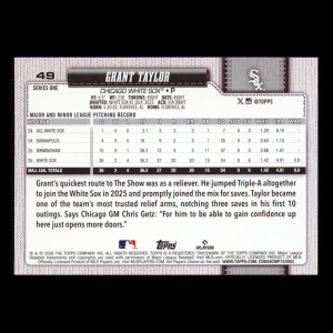 Grant Taylor RC 2026 Topps Rookie White Sox