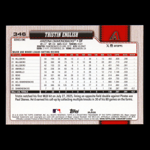 Tristin English RC 2026 Topps Rookie Diamondbacks