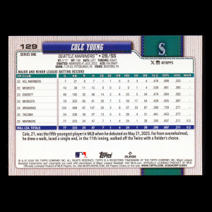 Cole Young RC 2026 Topps Rookie Mariners