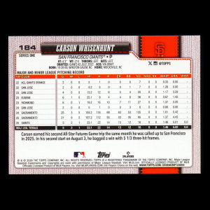 Carson Whisenhunt RC 2026 Topps Rookie Giants