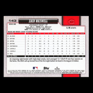 Zach Maxwell RC 2026 Topps Rookie Reds