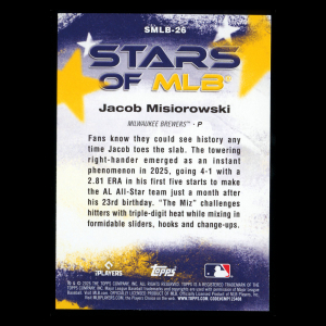Jacob Misiorowski RC 2026 Topps Stars of MLB Rookie Brewers