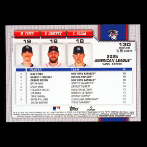 Fried - Crochet - Rodn 2026 Topps League Leaders Yankees - Red Sox - Yankees