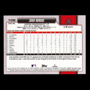 Juan Burgos RC 2026 Topps Rookie Diamondbacks