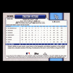 Tristan Peters RC 2026 Topps Rookie Rays