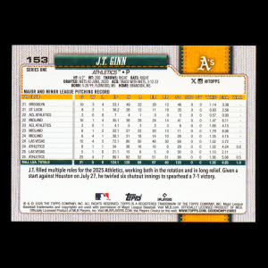 J.T. Ginn RC 2026 Topps Rookie Athletics