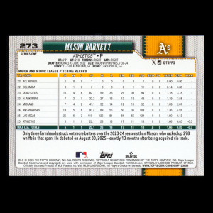 Mason Barnett RC 2026 Topps Rookie Athletics