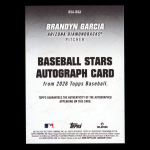 Brandyn Garcia 2026 Topps Stars Autographs Diamondbacks