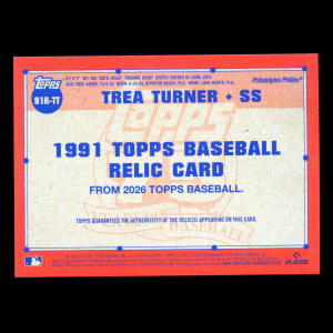 Trea Turner 2026 Topps '91 Topps Relics Phillies