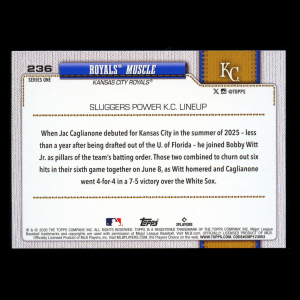 Jac Caglianone 2026 Topps Diamante Foil Combo Cards Royals