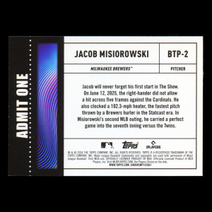 Jacob Misiorowski RC 2026 Topps Big Ticket Players Rookie Brewers