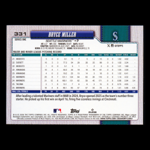 Bryce Miller 2026 Topps Rainbow Foil Mariners