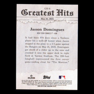 Jasson Dominguez 2026 Topps '25 Greatest Hits Yankees