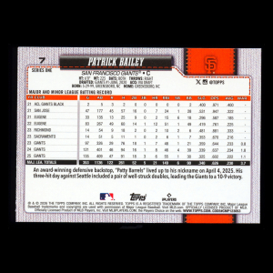 Patrick Bailey 2026 Topps Holo Foil Giants