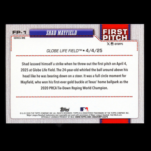 Shad Mayfield 2026 Topps First Pitch Rangers