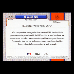 Francisco Lindor 2026 Topps Combo Card Mets