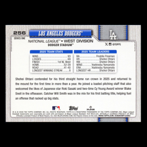 Los Angeles Dodgers 2026 Topps Team Card Dodgers