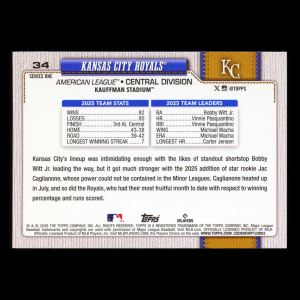 Kansas City Royals 2026 Topps Team Card Royals