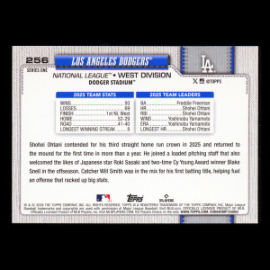 Los Angeles Dodgers 2026 Topps Team Card Dodgers