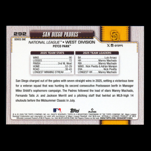 San Diego Padres 2026 Topps Team Card Padres