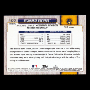 Milwaukee Brewers 2026 Topps Team Card Brewers