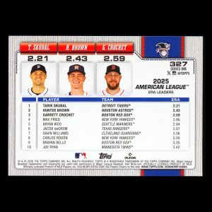 Skubal - Crochet - Brown 2026 Topps League Leaders Tigers - Red Sox - Astros
