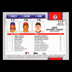 Luzardo - Peralta - Webb 2026 Topps League Leaders Phillies - Brewers - Giants
