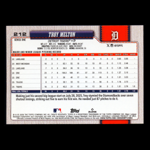 Troy Melton RC 2026 Topps Rookie Tigers