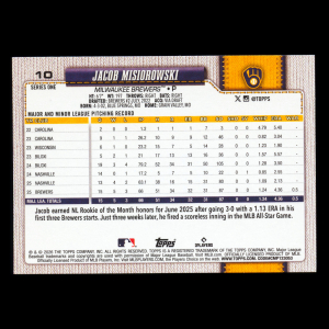Jacob Misiorowski RC 2026 Topps Rookie Brewers