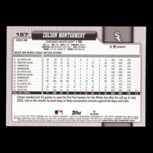 Colson Montgomery RC 2026 Topps Rookie White Sox