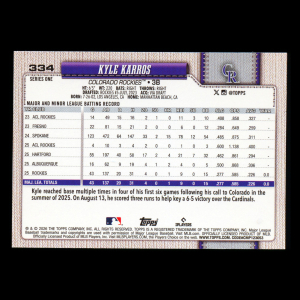 Kyle Karros RC 2026 Topps Rookie Rockies